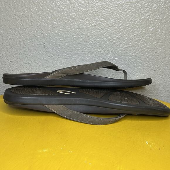 OluKai Thong Flip Flop Beige Taupe Sandals Womens Size 9 - Picture 8 of 8